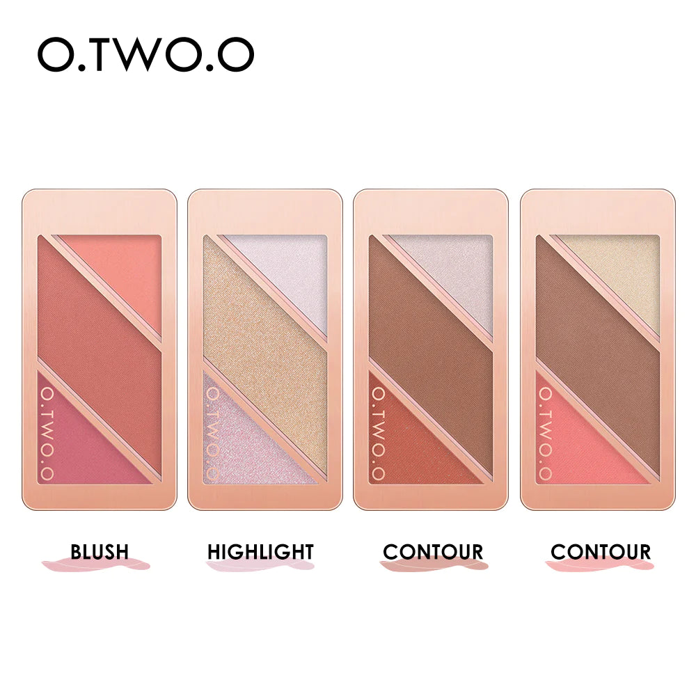 O.TWO.O 3 IN 1 BLUSHER HIGHLIGHTER CONTOUR PALETTE