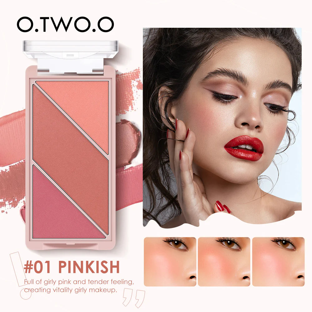 O.TWO.O 3 IN 1 BLUSHER HIGHLIGHTER CONTOUR PALETTE