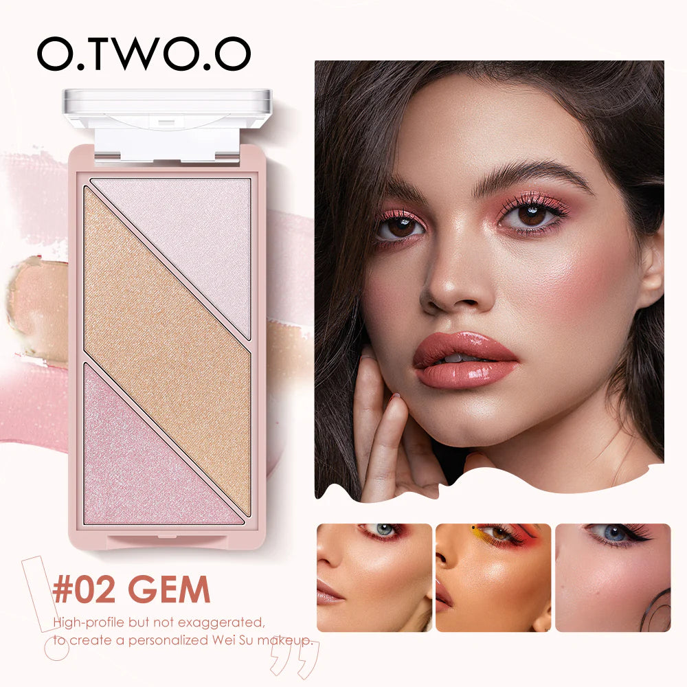 O.TWO.O 3 IN 1 BLUSHER HIGHLIGHTER CONTOUR PALETTE