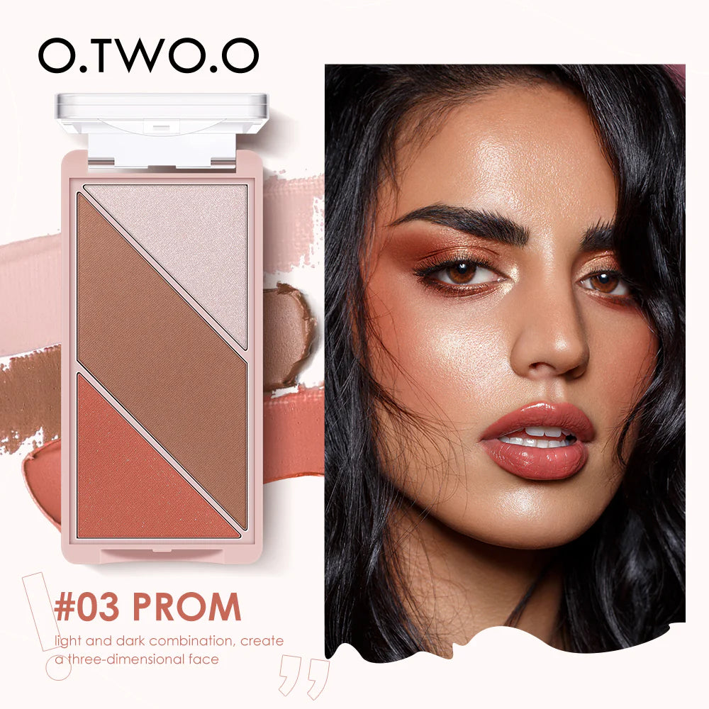 O.TWO.O 3 IN 1 BLUSHER HIGHLIGHTER CONTOUR PALETTE