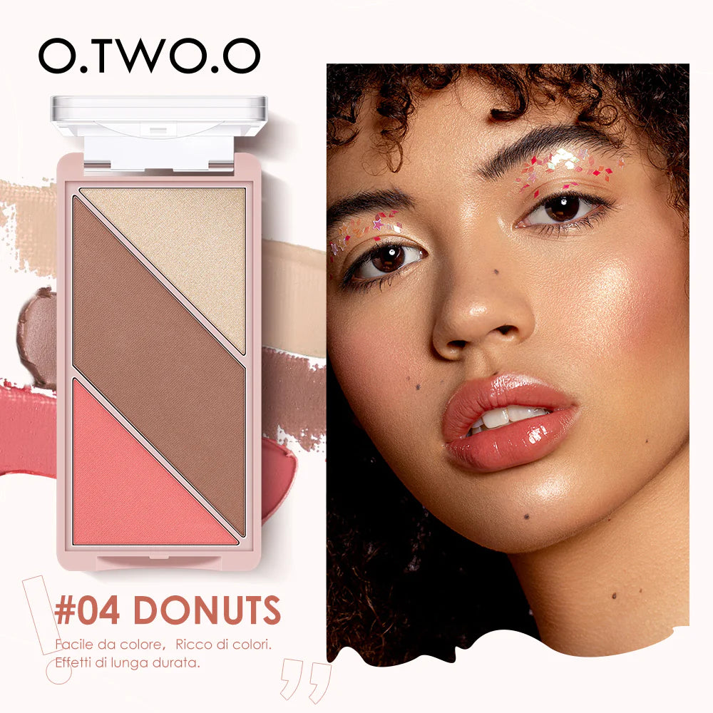 O.TWO.O 3 IN 1 BLUSHER HIGHLIGHTER CONTOUR PALETTE