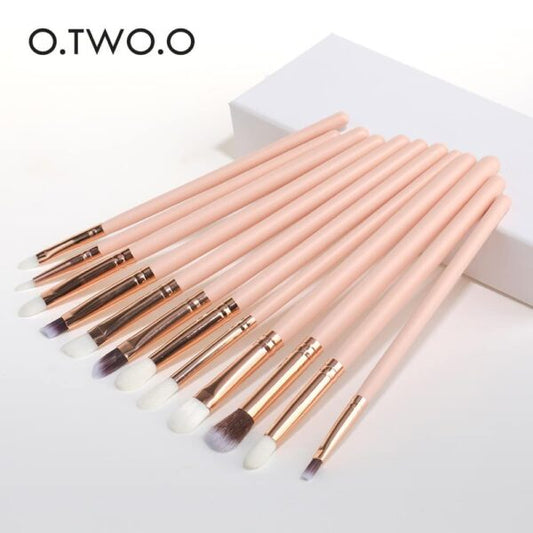 O.TWO.O 12 PCs  Eye Makeup Brushers  Set (Pink)