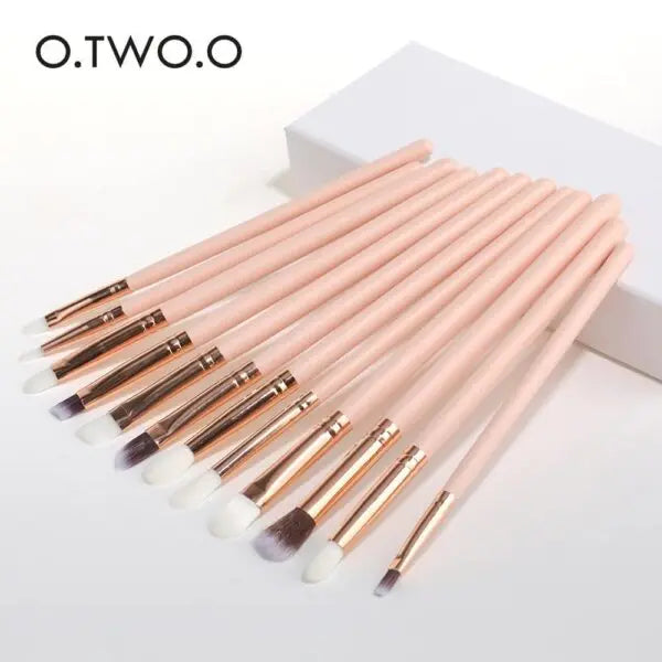 O.TWO.O 12 PCs  Eye Makeup Brushers  Set (Pink) - O TWO O