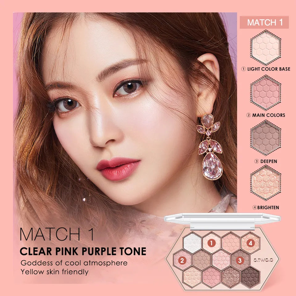 O.TWO.O 12 Colors Honeycomb Star Diamond Eye Shadow Palette