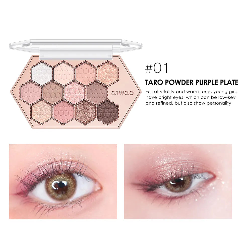 O.TWO.O 12 Colors Honeycomb Star Diamond Eye Shadow Palette